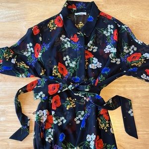 EUC sheer midi dress , buttons up CALVIN KLEIN
